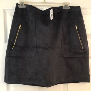 Loft size 10 dark grey suede skirt- NWT